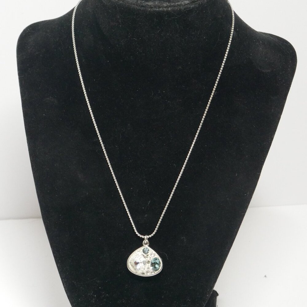 Swarovski Swan Signed Crystal Necklace Iwalani Modernist Rhodium Plated Pendant